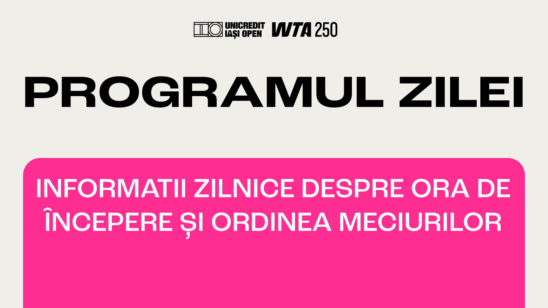 Information about start time and order of play